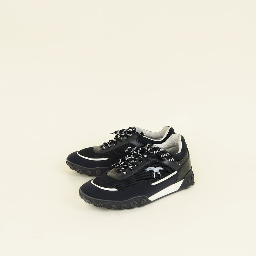 Chanel Black Logo Lace Up Sneakers 42
