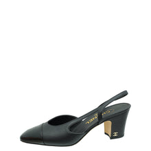 Chanel Black CC Cap Toe Slingback 36.5