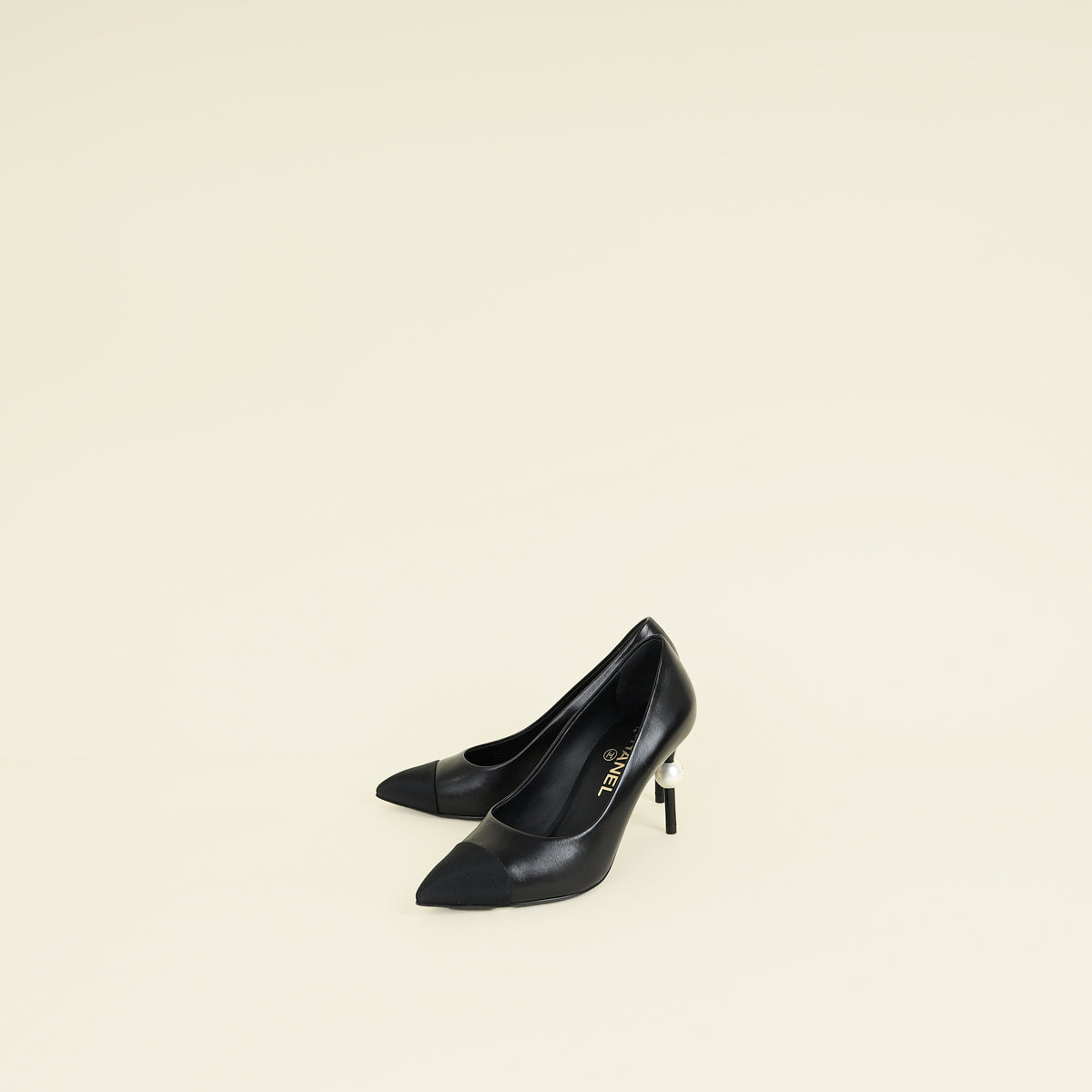 Chanel Black CC Pearl Pump 36