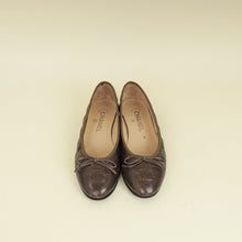 Chanel Dark Olive CC Cap Toe Flat Ballerina 37.5