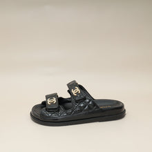 Chanel Black Shiny CC Beads Quilted Dad Slide Mules 37