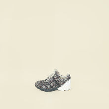 Chanel Gray Multicolor Tweed CC Lace Up Sneakers 38.5