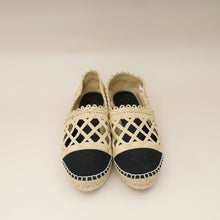 Chanel Bicolor CC Cap Toe Raffia Espadrille 38