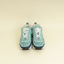 Chanel Mint Green CC Tweed Lace Up Sneakers 38