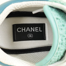 Chanel Mint Green CC Tweed Lace Up Sneakers 38