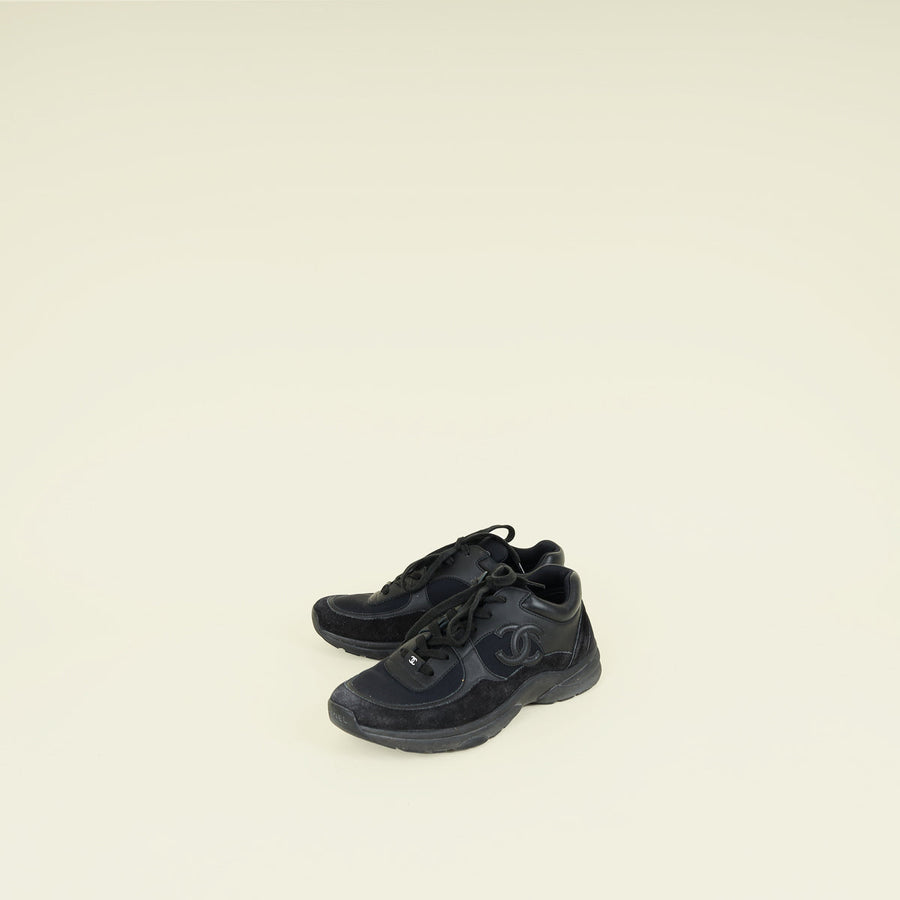 Chanel Black CC Trainer Sneaker 39.5