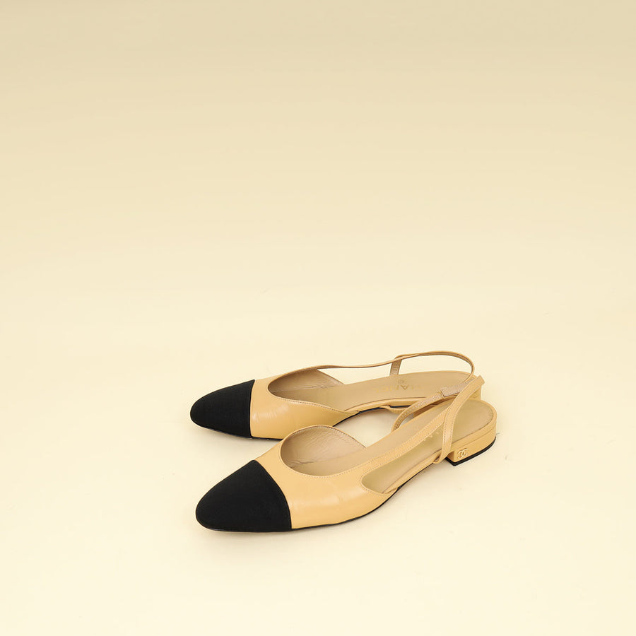 Chanel Bicolor Flat Slingback 39.5