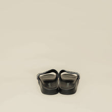 Chanel Metallic Blue Grey CC Charm Chain Slide Sandal 39
