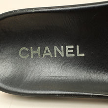 Chanel Metallic Blue Grey CC Charm Chain Slide Sandal 39