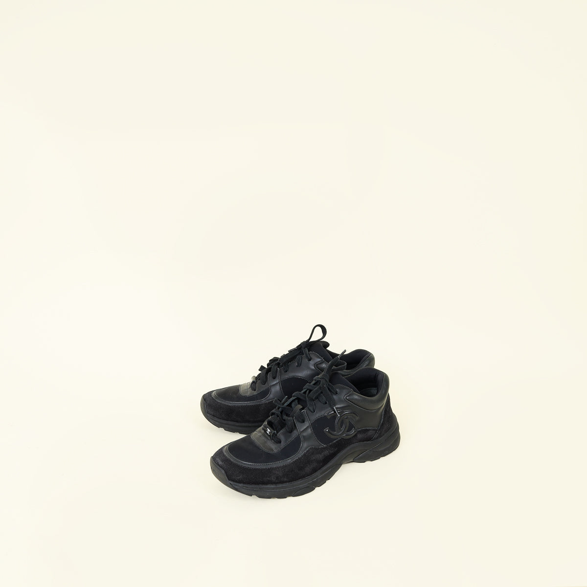 Chanel Black CC Trainer Sneaker 39