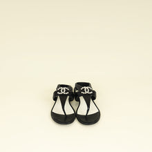 Chanel Black CC Pearl Sequins Thong Sandal 39