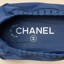 Chanel Royal Blue CC Scrunch Elastic Ballet Flats 40.5
