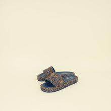 Chanel Blue Multicolor CC Braided Tweed Platform Sandals 40C