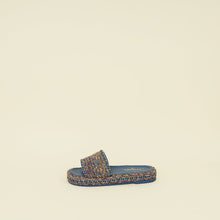 Chanel Blue Multicolor CC Braided Tweed Platform Sandals 40C