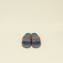 Chanel Blue Multicolor CC Braided Tweed Platform Sandals 40C