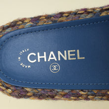 Chanel Blue Multicolor CC Braided Tweed Platform Sandals 40C