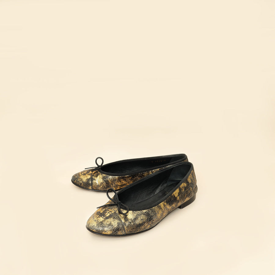 Chanel Bicolor CC Cap Toe Ballerina Laminated Flats 40