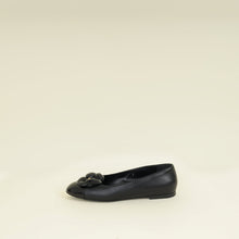 Chanel Black CC Cap Toe Camellia Flower Flat Ballerina 40
