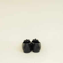 Chanel Black CC Cap Toe Camellia Flower Flat Ballerina 40