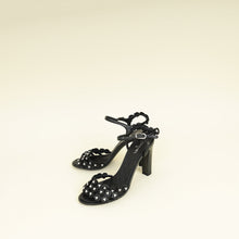 Chanel Black Camellia Flowers Pearl Embellished Slide Heel Sandal 40