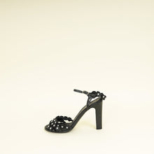 Chanel Black Camellia Flowers Pearl Embellished Slide Heel Sandal 40