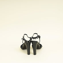 Chanel Black Camellia Flowers Pearl Embellished Slide Heel Sandal 40
