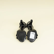 Chanel Black Camellia Flowers Pearl Embellished Slide Heel Sandal 40