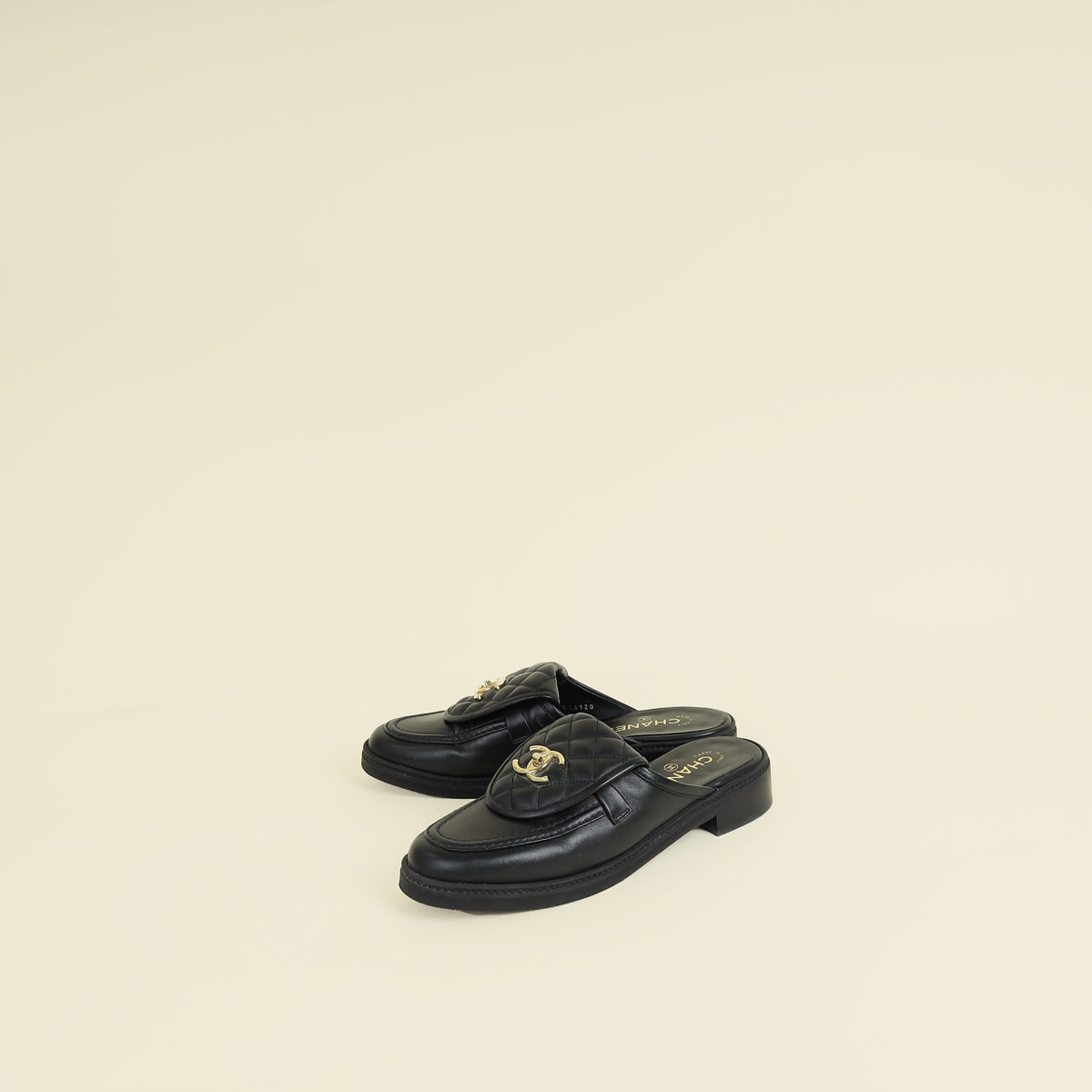 Chanel Black CC Quilted Turnlock Mules 40