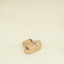 Chanel Beige Quilted CC Mules Wedge Sandals 40