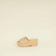 Chanel Beige Quilted CC Mules Wedge Sandals 40