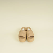 Chanel Beige Quilted CC Mules Wedge Sandals 40