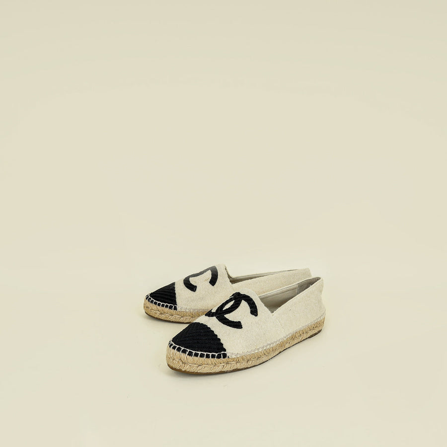 Chanel Bicolor CC Cap Toe Wool Espadrille 41