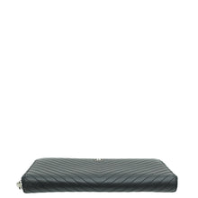 Chanel Black CC Chevron L-Gusset Zip Wallet
