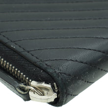 Chanel Black CC Chevron L-Gusset Zip Wallet