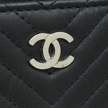 Chanel Black CC Chevron L-Gusset Zip Wallet