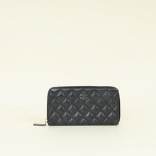 Chanel Black CC Diamond Quilt Zip Around Wallet