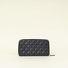 Chanel Black CC Diamond Quilt Zip Around Wallet