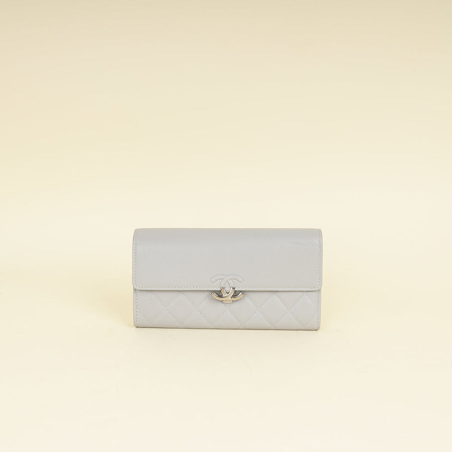 Chanel Grey CC Box Flap Wallet