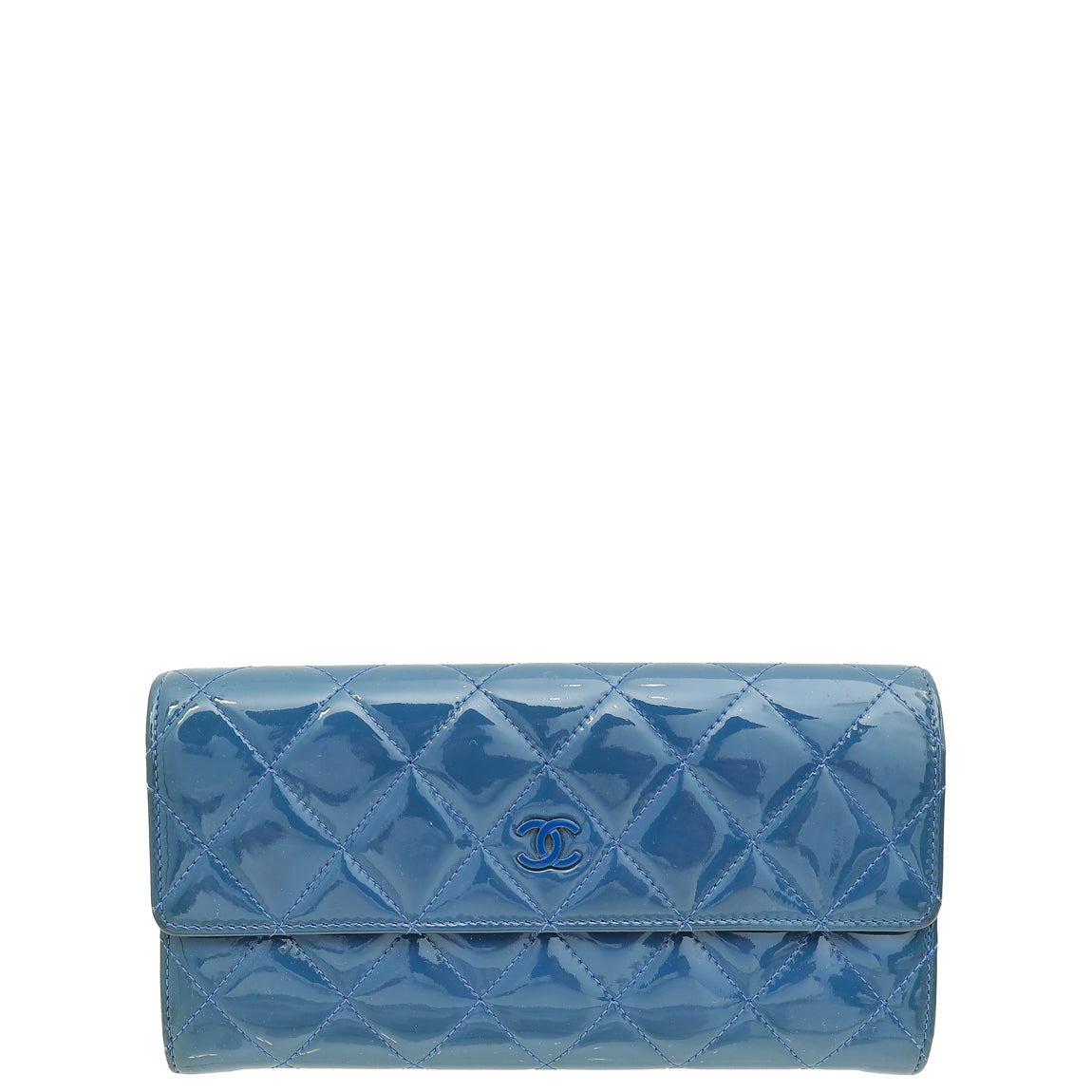Chanel Blue CC Classic Flap Long Wallet