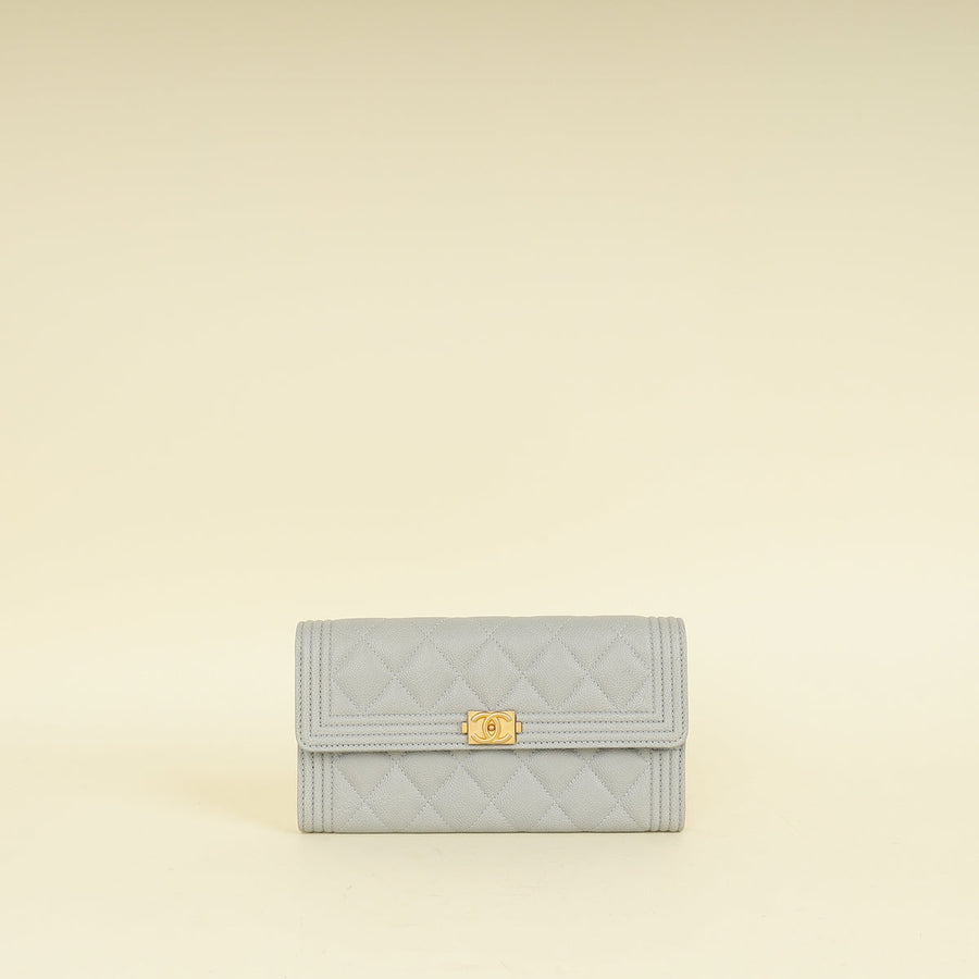 Chanel Grey Le Boy Flap Wallet