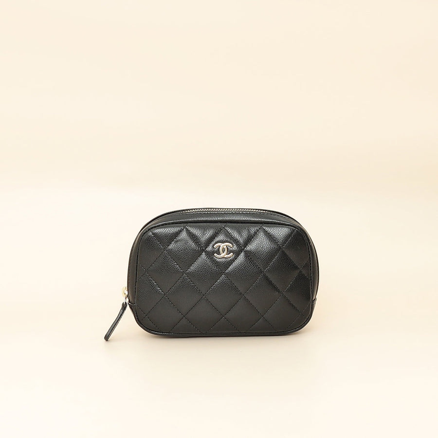 Chanel Black Curvy Cosmetic Small Pouch