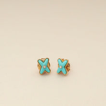 Chaumet 18K Rose Gold Jeux de Liens Diamond Turquoise Stud Earrings