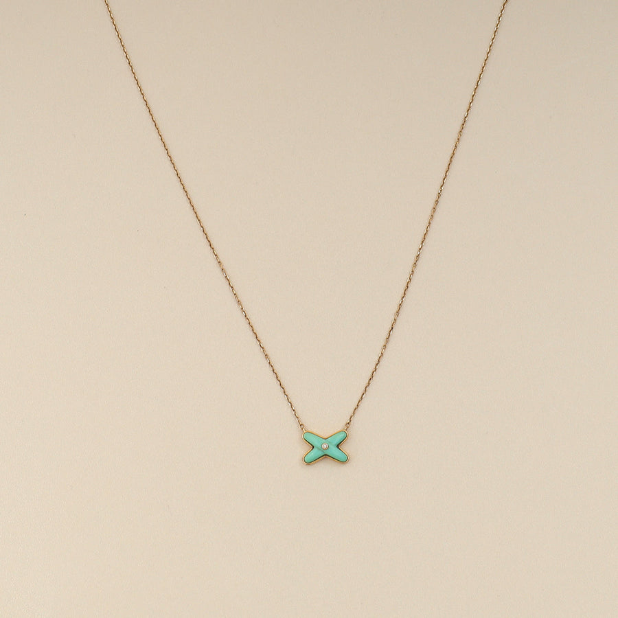 Chaumet 18K Rose Gold Jeux de Liens Diamond Turquoise Pendant Necklace