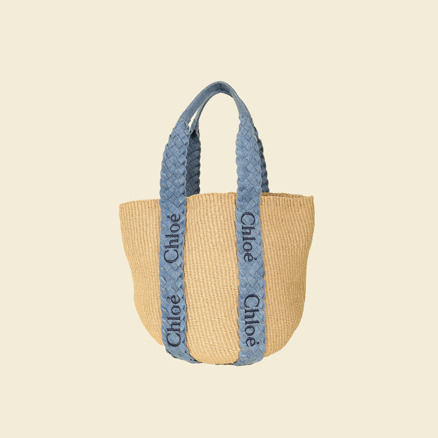 Chloe Blue x Mifuko Large Woody Basket Bag
