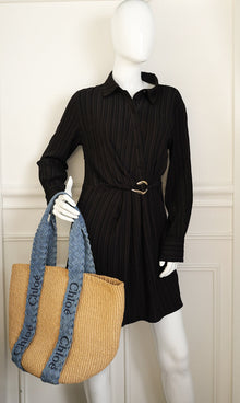 Chloe Blue x Mifuko Large Woody Basket Bag