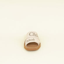 Chloe Beige Linen Woody Square-Toe Flat Sandals 38
