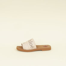 Chloe Beige Linen Woody Square-Toe Flat Sandals 38