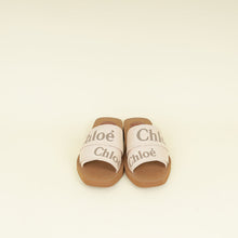 Chloe Beige Linen Woody Square-Toe Flat Sandals 38