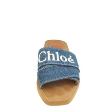 Chloe Blue Woody Logo Denim Slide Sandal 39