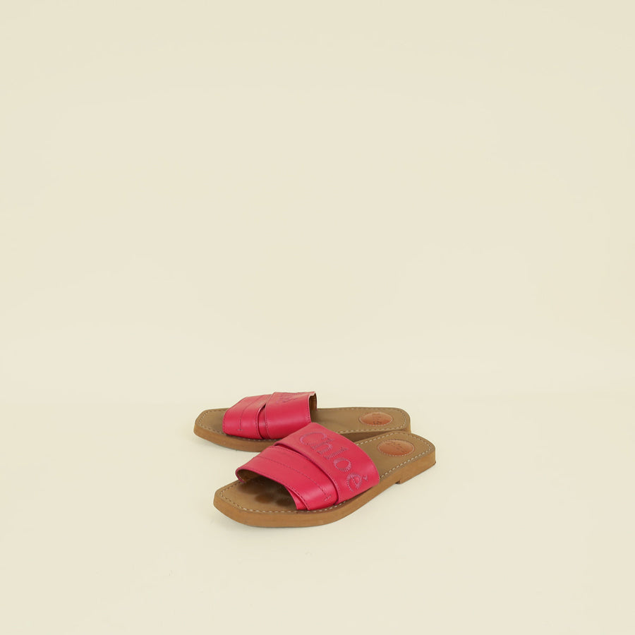 Chloe Fuchsia Woody Slide Sandals 38